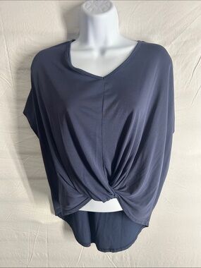 lavender field Slate Blue Scoop Neck Top